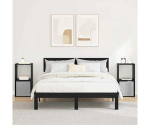 Bedside Table 2 pcs Black Oak Engineered Wood 35x32x68.5cm Drawer and Shelf Set