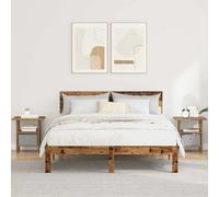 Bedside Table 2pc Old Wood 41x40x45cm Engineered Wood Modern 1 Drawer Open Shelf