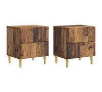 Bedside Table 2pc Old Wood 43x34.5x48cm Engineered Wood 4 Drawers Eucalyptus Set