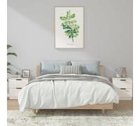 Bedside Table 2pc White Engineered Wood 45x39x50cm Drawer & Open Shelf Compact.