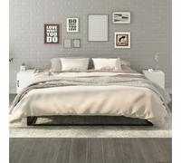 Bedside Table 2pc White Engineered Wood & Metal Compact Storage 40x40x50cm Pair