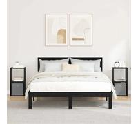 Bedside Table 2pcs Black Oak Engineered Wood 30.5x27x59.5cm Modern Slim 1 Drawer