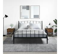 Bedside Table 2pcs Brown Oak Engineered Wood & Iron 40x42x45 cm Industrial Loft