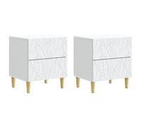 Bedside Table 2pcs. White Engineered Wood Eucalyptus Legs Compact 43x34.5x48 cm.