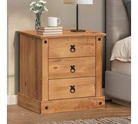 Bedside Table, 3-Drawer Budget Cabinet, Table, Mexican Pine Wood