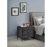Bedside Table 3 Drawer Nightstand With Metal Legs Bedroom Furniture
