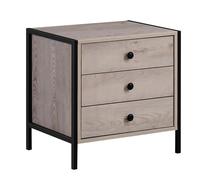 Bedside Table 3 Drawers Industrial Style Bedroom Storage Cabinet Nightstand