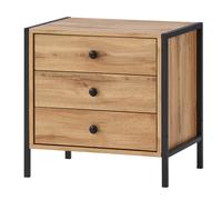 Bedside Table 3 Drawers Industrial Style Bedroom Storage Cabinet Nightstand