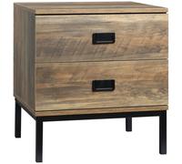 Bedside Table 45x39x50cm Brown ParticleBd Metal Frame 2-Drawers Industrial