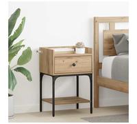 Bedside Table Artisan Oak 40x29x60cm Engineered Wood Steel Legs 1 Drawer Rustic