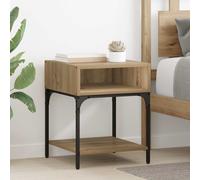 Bedside table Artisan Oak 40x40x50cm 2-Shelf Engineered Wood Rustic Storage Side