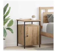 Bedside Table Artisan Oak 40x42x60cm Engineered Wood Compact 1 Shelf Metal Legs