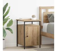 Bedside Table Artisan Oak 40x42x60cm Engineered Wood Metal Legs 2-Shelf Compact