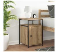 Bedside Table Artisan Oak 40x42x60cm Engineered Wood Steel Legs Hinge Door Tall