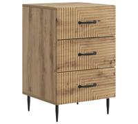 Bedside Table Artisan Oak Engineered Wood 3-Drawer Small Nightstand 43x41x66.5cm