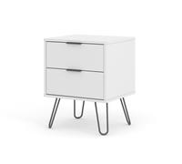 Augusta White 2 Drawer Bedside Cabinet - White