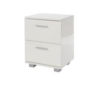 Lido 2 Drawer White High Gloss Compact Bedside Table - Wilko
