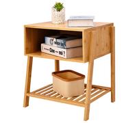 Bedside table, bedside cabinet, side table, bedside console, 3-tier, bamboo