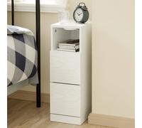 Bedside Table Bedside Cabinet With 2 Drawers & Charging Station & Led Light White,sobuy Fbt149-E-Wg