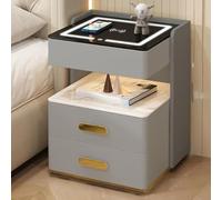 Bedside Table, Bedside Cabinet with Bluetooth Speaker & Wireless Charging Station, Smart side table with LED lights and speakers, Two storage drawers, for bedroom,003