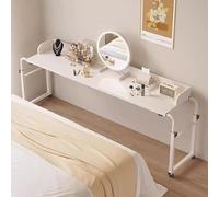 Bedside Table, Bedside Table with 4 Wheels, Adjustable Overbed Table, 120-210Cm for Living Room Bedroom Office A