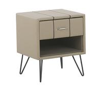 1 Drawer Bedside Table BETIN Faux Leather Beige