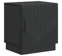 Bedside Table Black 43x34.5x47 cm Engineered Wood 1 Door D-Pull Classic Storage