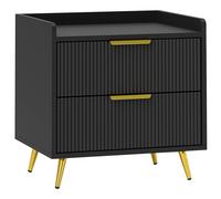 Homcom Bedside Table With 2 Drawers For Bedroom, Living Room In Black Black