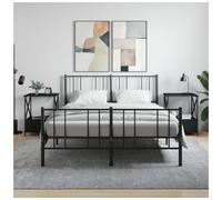 Bedside Table Black 50x41x65 cm Engineered Wood Iron Industrial Nightstand Shelf