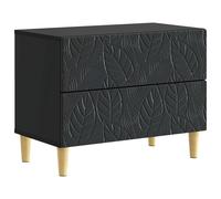 Bedside Table Black 62x34.5x48cm Engineered Wood 2 Drawers Solid Eucalyptus Legs
