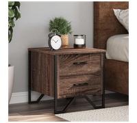 Bedside Table Black Engineered Wood Metal Legs 40x41x40 cm 2-Drawer Modern Pair