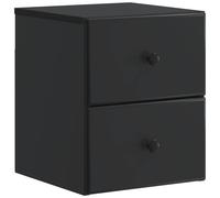 Bedside Table Black Engineered Wood Wall-Mounted 34.5x33x40cm 2-Drawer Compact.