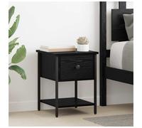 Bedside Table Black Oak 34x35.5x45cm Engineered Wood 1 Drawer Shelf Compact Look