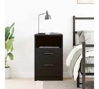 Bedside table Black oak 40 x 35 x 65 cm Engineered wood single drawer open shelf