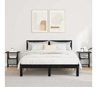 Bedside Table Black Oak 41x40x45cm Engineered Wood Slim 1 Drawer Shelf Set of 2