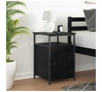 Bedside Table Black Oak 60cm H x 42cm W x 40cm D Slim Engineered Wood Steel Legs