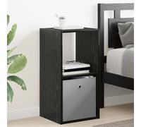 Bedside Table Black Oak Engineered Wood 35x32x68.5cm 1 Drawer Shelf Modern Slim