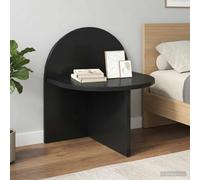 Bedside Table Black Oak Engineered Wood 40x35.5x45.5cm Rounded Top Set of 2 Slim