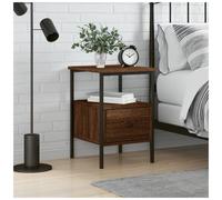 Bedside Table Brown Oak 34x36x50 cm Engineered Wood 1 Drawer Shelf Rustic Small