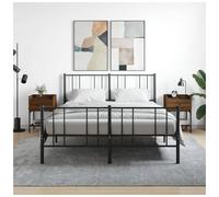 Bedside Table Brown Oak 40.5x31x60cm Engineered Wood Rustic Steel Legs 1 Drawer