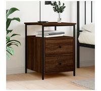 Bedside Table Brown Oak 44x45x60cm Engineered Wood 2-Drawer Nightstand Rustic UK