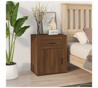 Bedside Table Brown Oak 50x36x60cm Engineered Wood 1 Drawer Rustic Nightstand UK