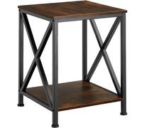 Tectake Bedside Table Carlton - Industrial Style, With 2 Shelves, 40.5 X 40.5 X 52.5 Cm - Industrial Wood Dark, Rustic