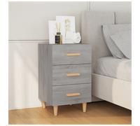 Bedside Table Compact Grey Sonoma 40x40x66cm Engineered Wood Drawer & Cabinet UK