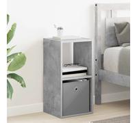 Bedside Table Concrete Grey 30.5x27x59.5cm Engineered Wood One Drawer Shelf Unit