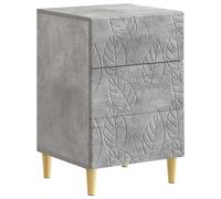 Bedside Table Concrete Grey 43x39.5x66.5cm Engineered Wood. 3-Drawer Eucalyptus
