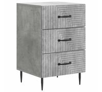 Bedside table Concrete grey 43x41x66.5cm Engineered wood 3-drawer compact modern