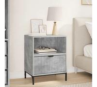 Bedside table Concrete grey 49x36x61cm Engineered wood 1 Drawer 1 Shelf Modern.