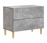 Bedside Table Concrete Grey 62x34.5x48cm Engineered Wood Eucalyptus Legs 2Drawer