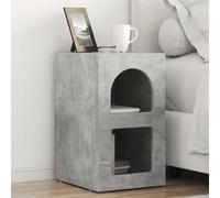 Bedside Table Concrete Grey Engineered Wood 29.5x33.5x50cm 2pcs 4-Shelf Modern+